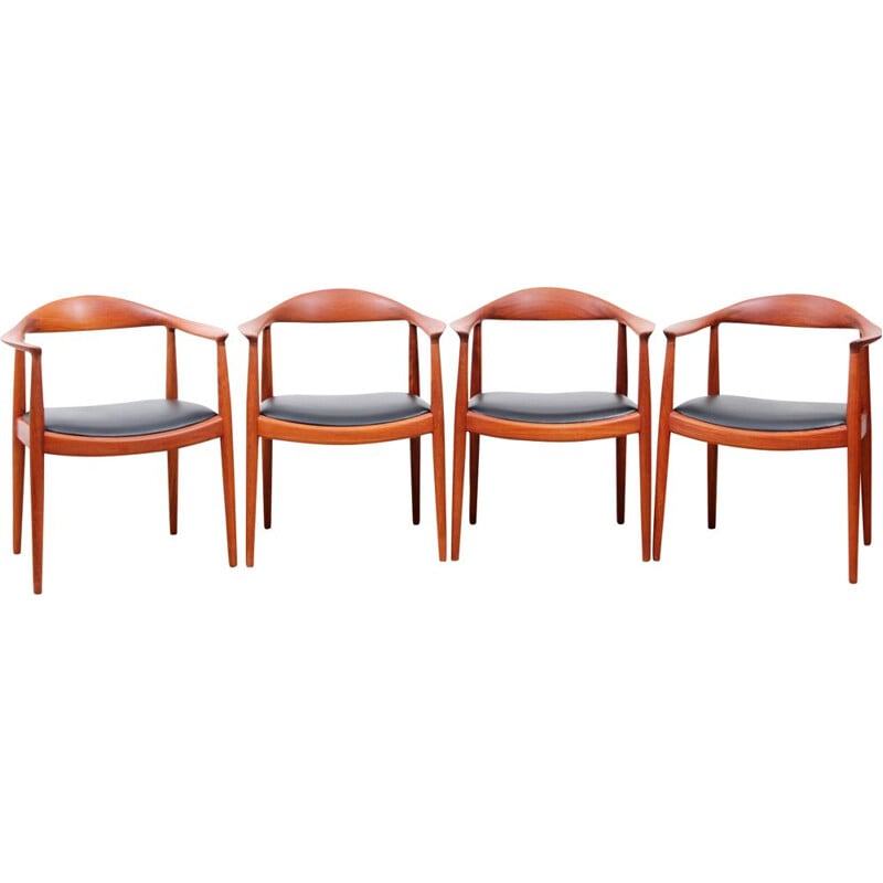 Vintage set of 4 chairs in teak, 1st edition, Hans Wegner