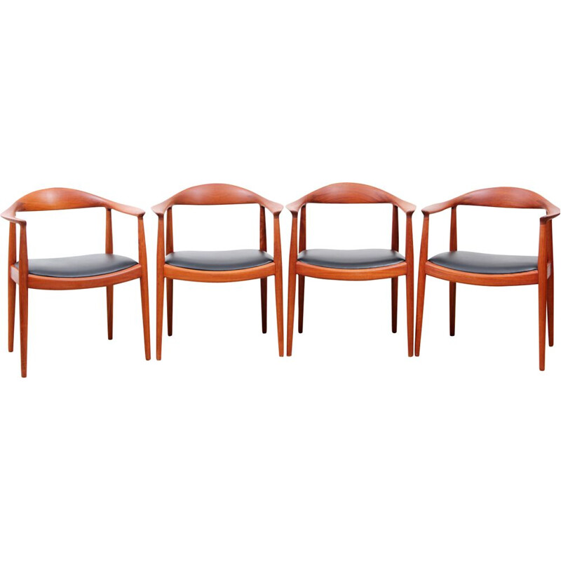 Vintage set of 4 chairs in teak, 1st edition, Hans Wegner