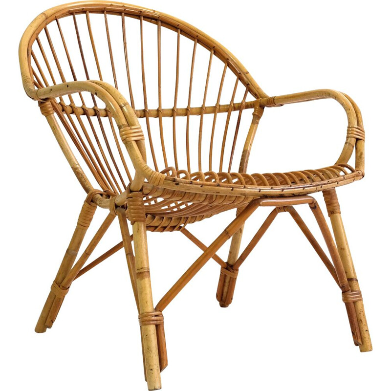 Vintage french armchair in rattan