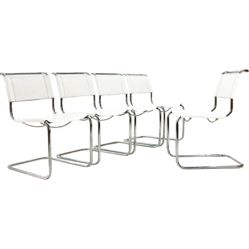 Set of 5 "S33" white chairs by Mart Stam for Thonet
