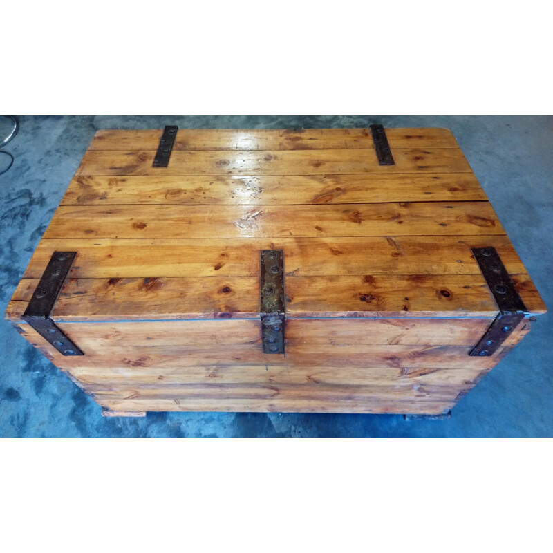 Vintage industrial solid wood chest