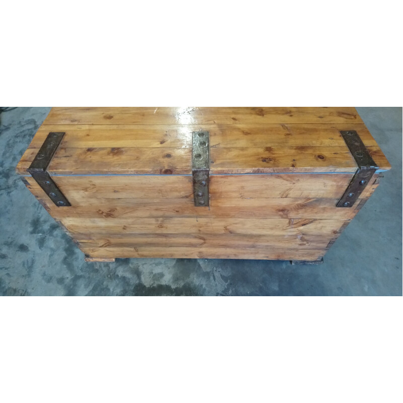 Vintage industrial solid wood chest