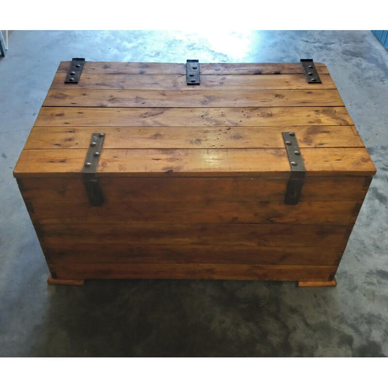 Vintage industrial solid wood chest