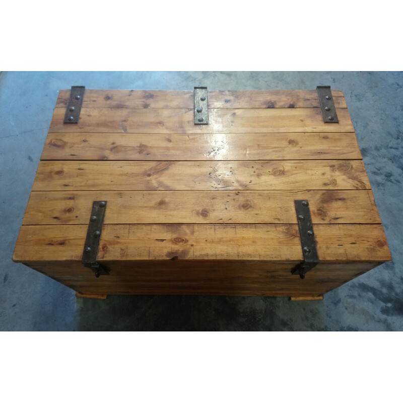 Vintage industrial solid wood chest