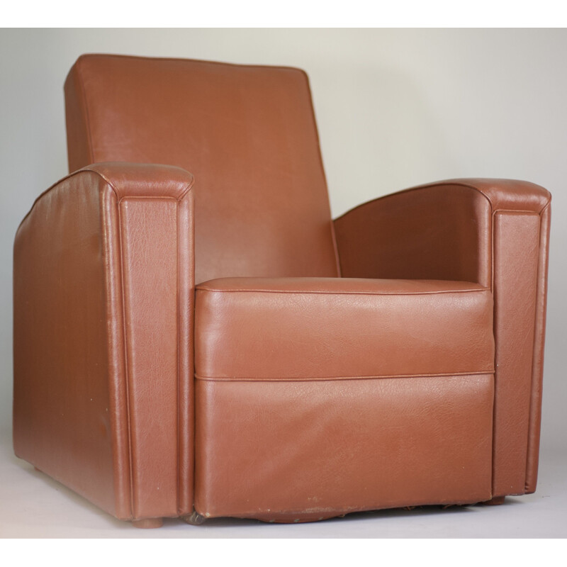Vintage armchair by Airborne in faux leather