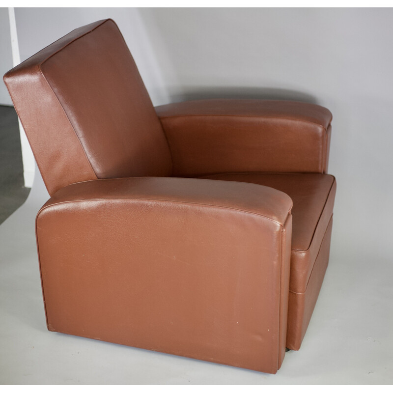 Vintage armchair by Airborne in faux leather