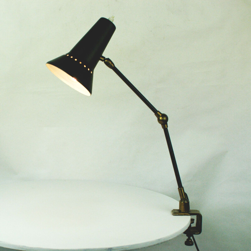 Vintage black Italian brass desk lamp by Stilnovo, 1950