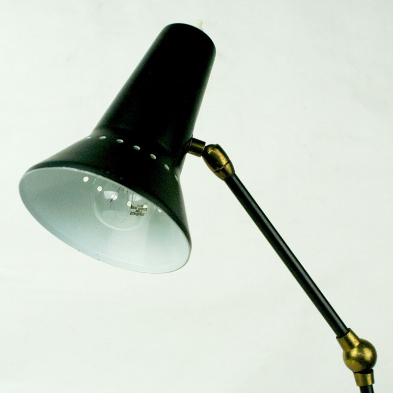 Vintage black Italian brass desk lamp by Stilnovo, 1950