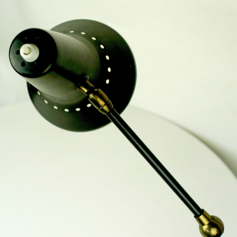 Vintage zwart Italiaanse koperen bureaulamp van Stilnovo, 1950