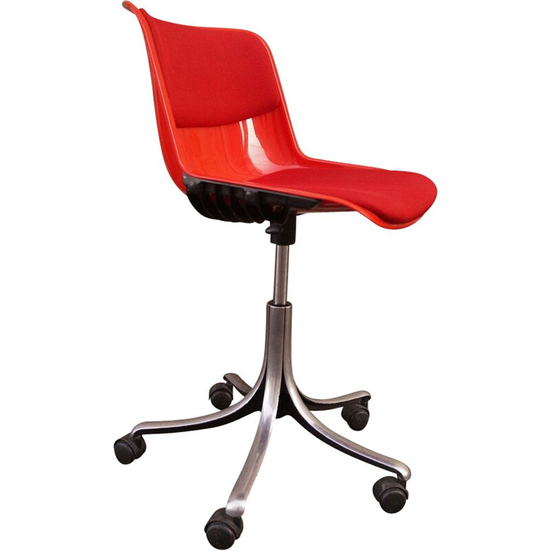 Chaise vintage en plastique rouge par Borsani