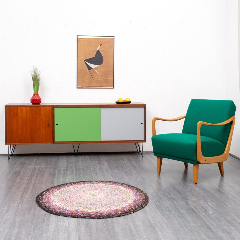 Vintage green armchair in beech wood