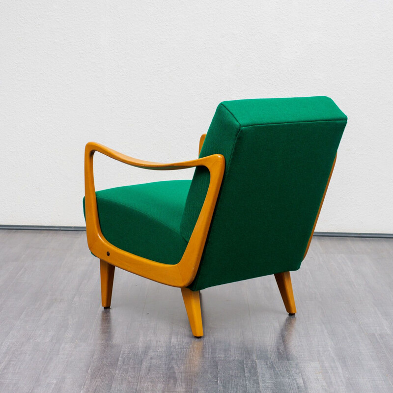 Vintage green armchair in beech wood