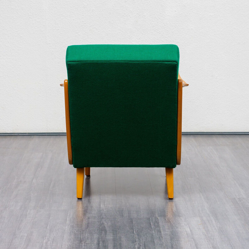 Vintage green armchair in beech wood