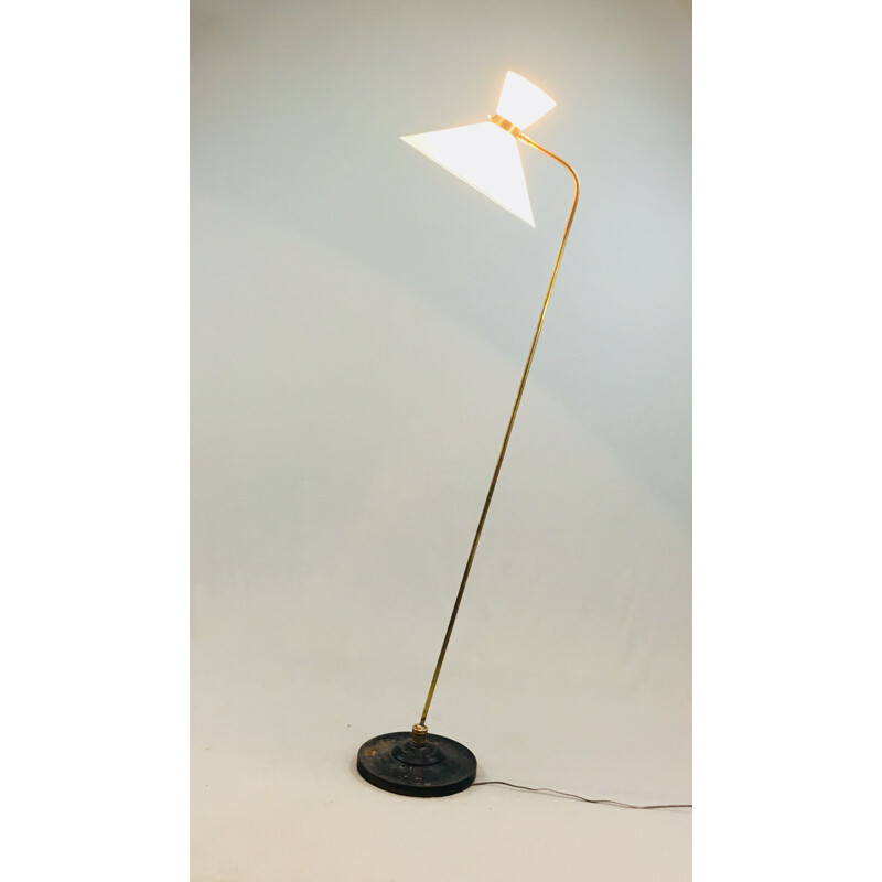 Vintage French floor lamp "diabolo" in brass