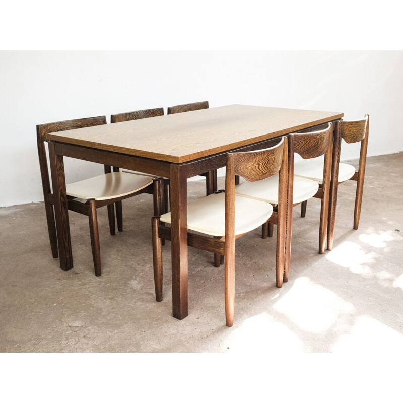 Vintage dining set of a table and 6 chairs in wenge