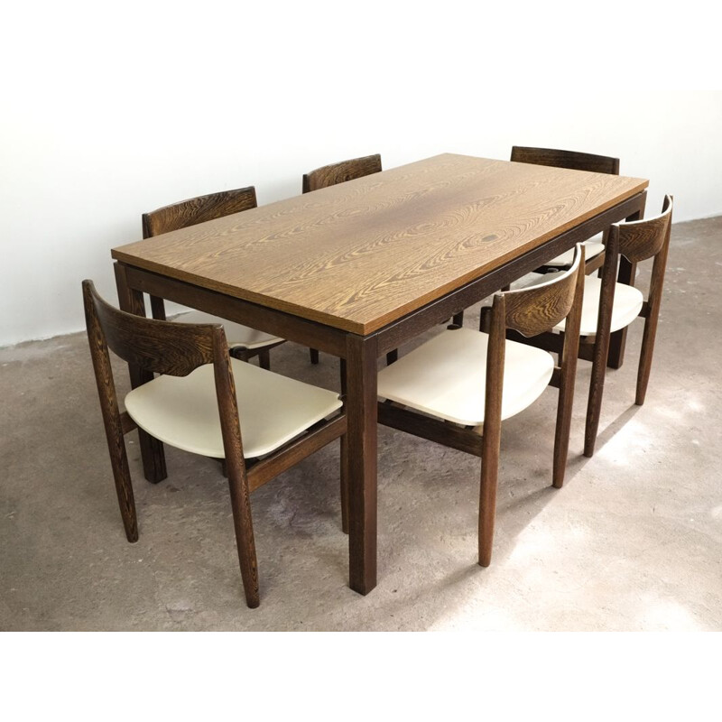 Vintage dining set of a table and 6 chairs in wenge
