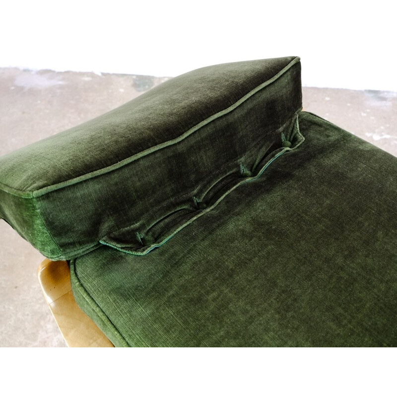 Pair of easy chairs in dark green velvet by Walter Knoll