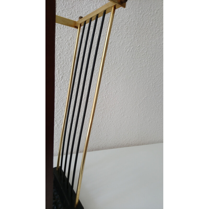 Vintage umbrella rack in teak brass and cast iron