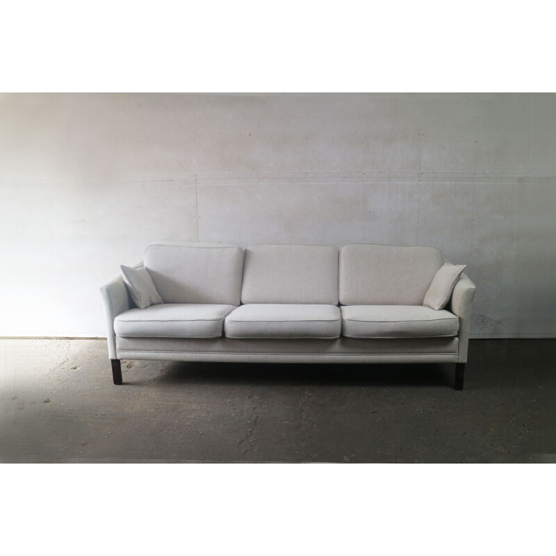 Vintage danish 3-seater grey sofa in wool
