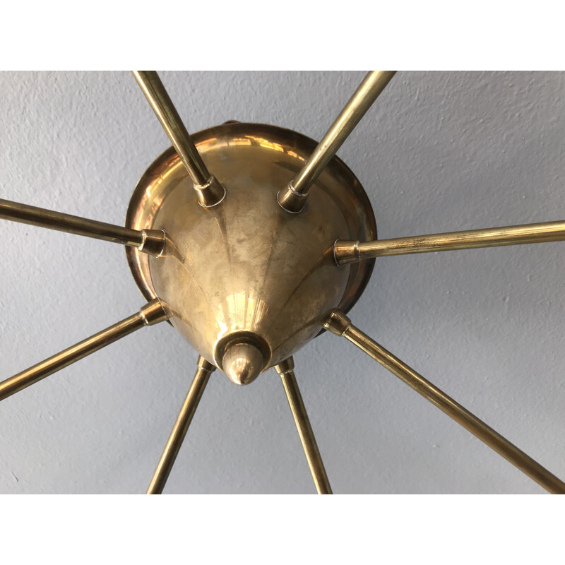 Grand lustre "Spoutnik" vintage en laiton 