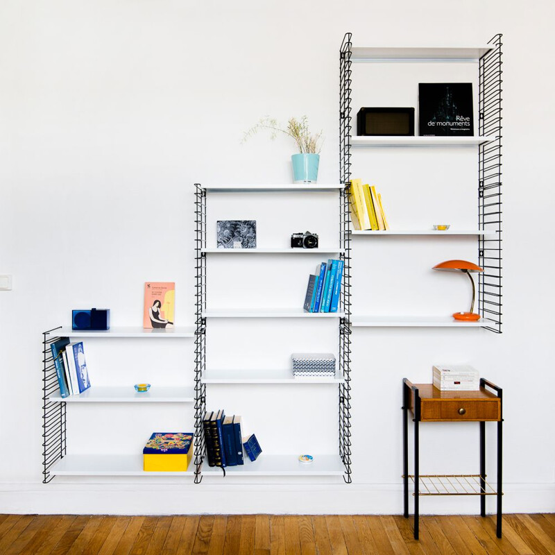 Large white and black bookcase by Adrian Dekker for Tomado