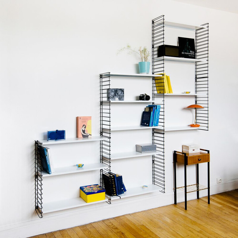 Large white and black bookcase by Adrian Dekker for Tomado