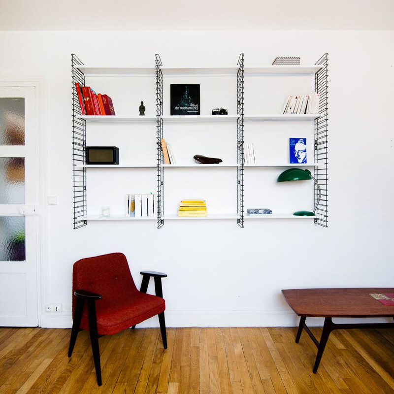 Large white and black bookcase by Adrian Dekker for Tomado