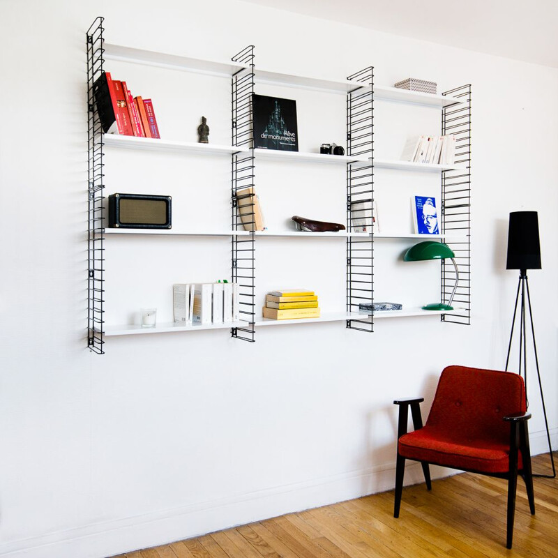 Large white and black bookcase by Adrian Dekker for Tomado