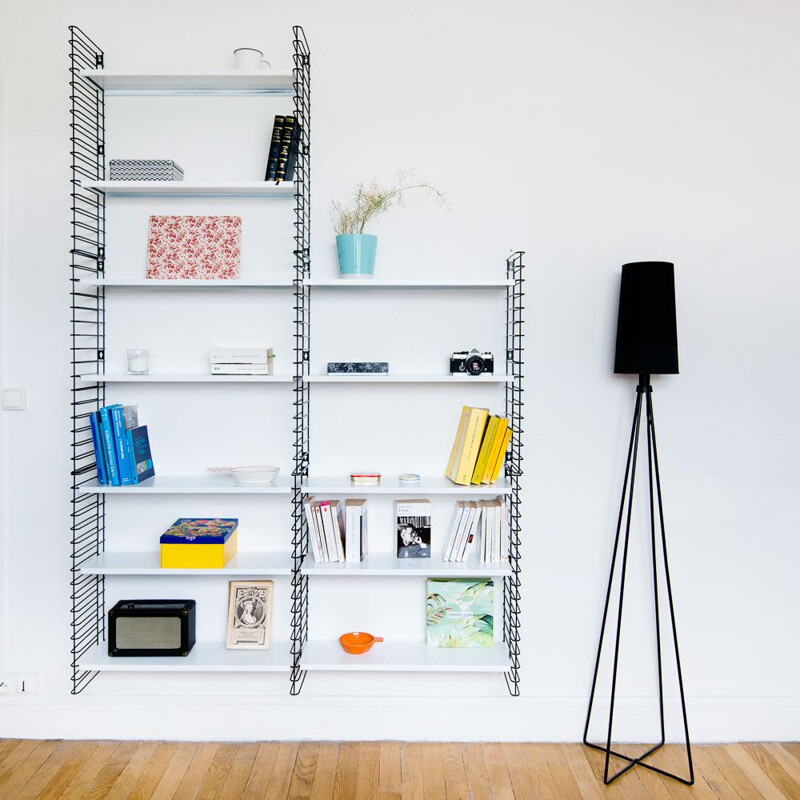 Large white and black bookcase by Adrian Dekker for Tomado