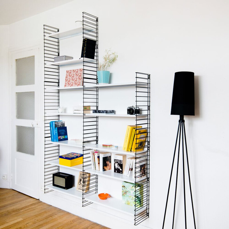 Large white and black bookcase by Adrian Dekker for Tomado