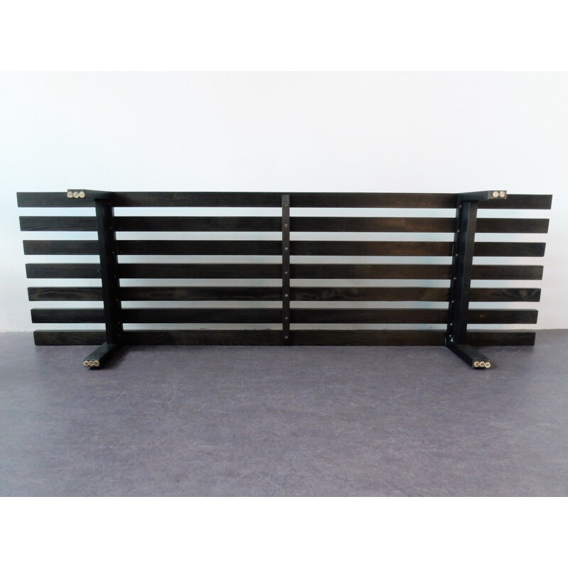 Vintage Dutch black bench "BZ82" with sliding shelf by Martin Visser for 't Spectrum