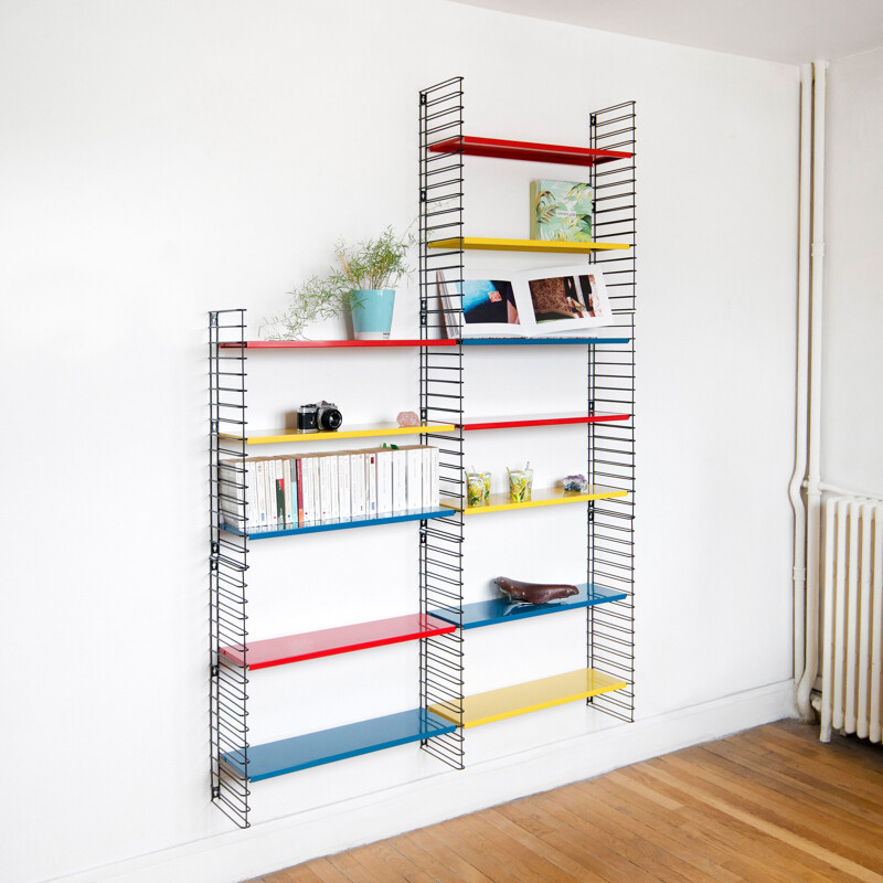 Large multicolored bookcase by Adrian Dekker for Tomado