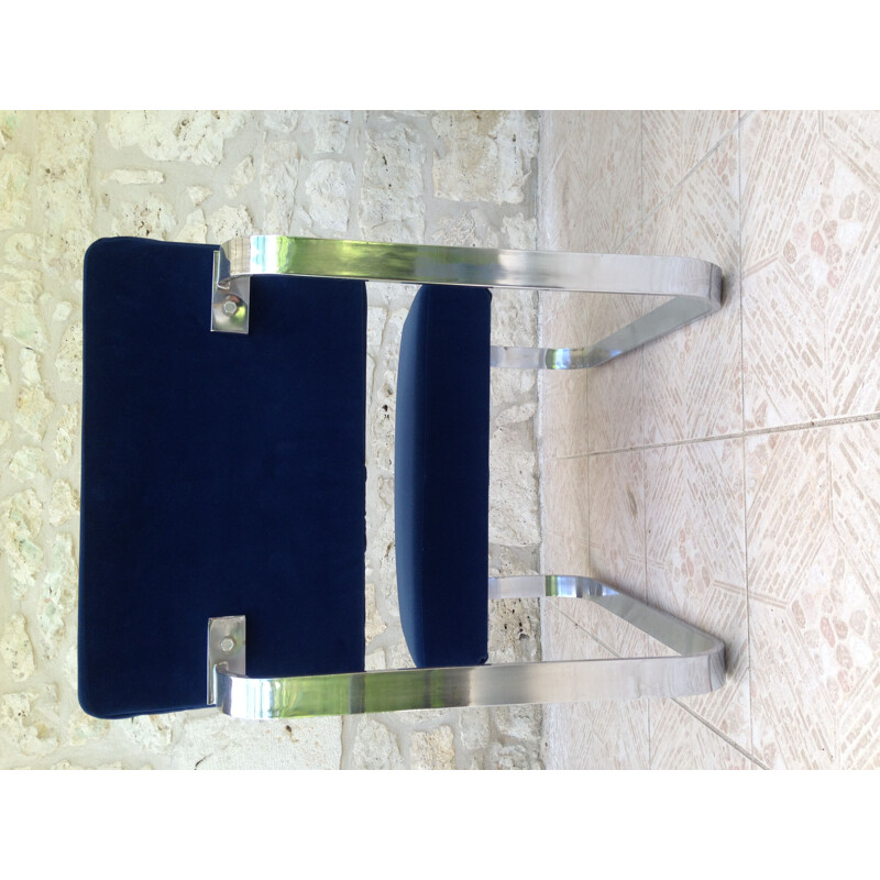Suite de 2 fauteuils vintage bleus en métal