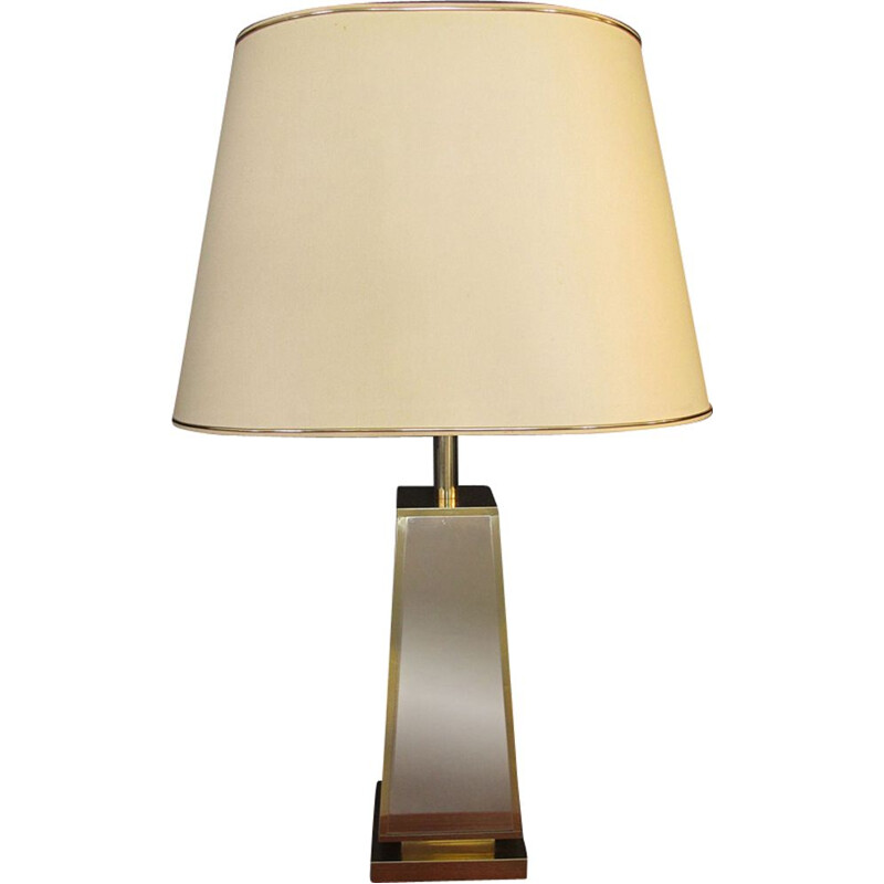 Lampe vintage en or et miroir pour Roche Bobois