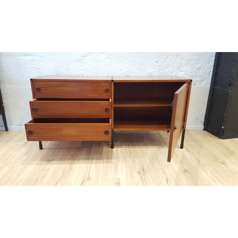 Adjustable sideboard in oakwood and metal, ARP (Guariche, Motte and Mortier) - 1950s