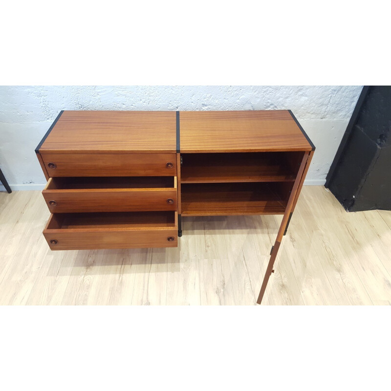 Adjustable sideboard in oakwood and metal, ARP (Guariche, Motte and Mortier) - 1950s