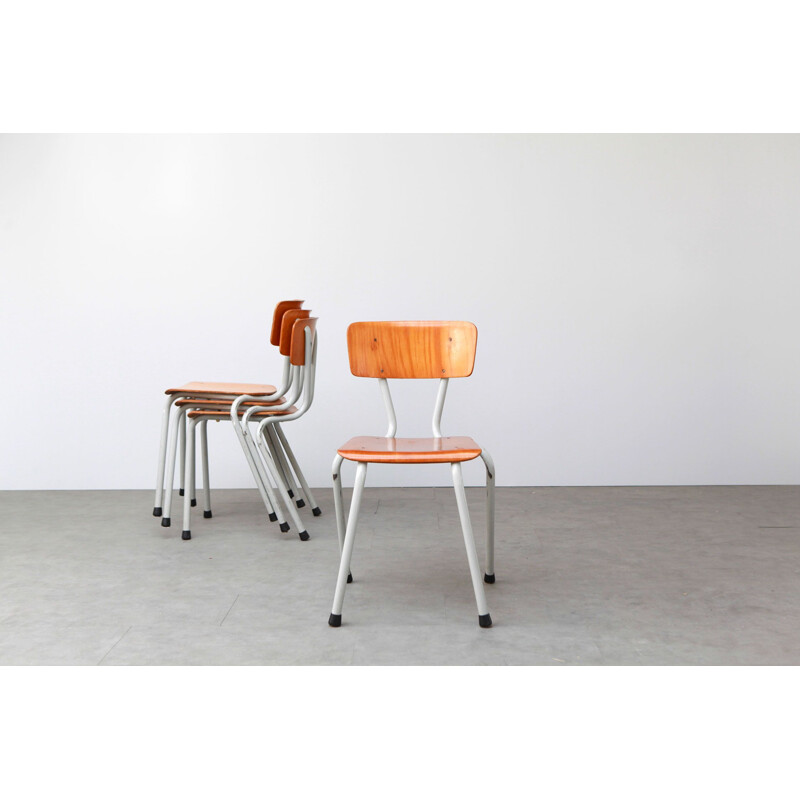 Set of 4 vintage school chairs by Marko