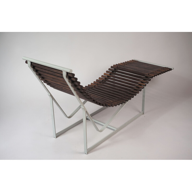 Chaise longue vintage en palissandre et métal anodisé - 1980