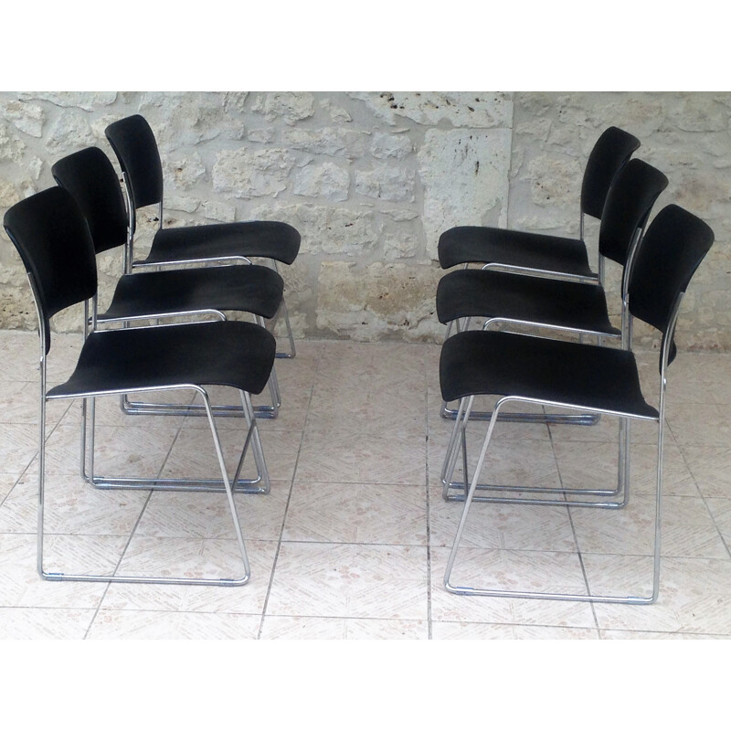 Set of 6 vintage desk chairs 404 by David Rowland