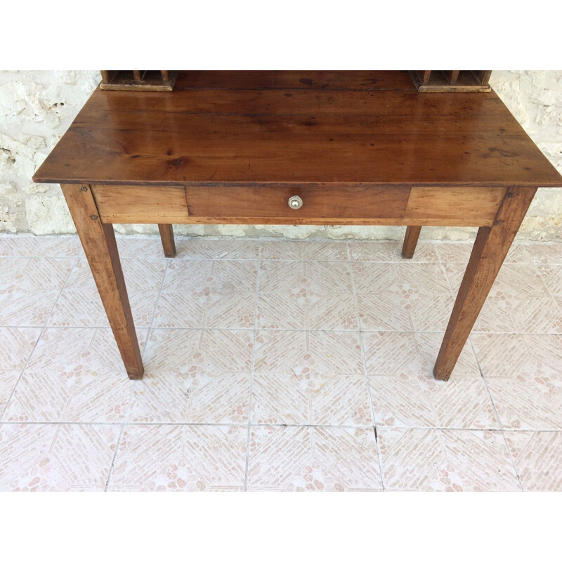 Vintage French writing desk in mahogany with shelving unit