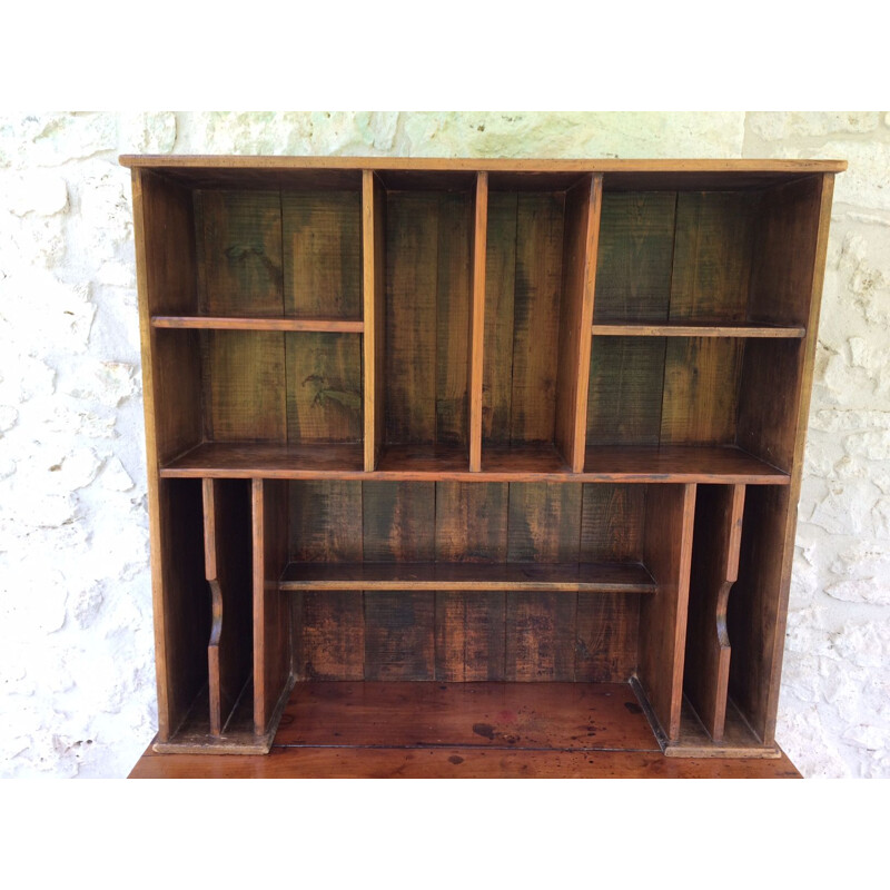 Vintage French writing desk in mahogany with shelving unit