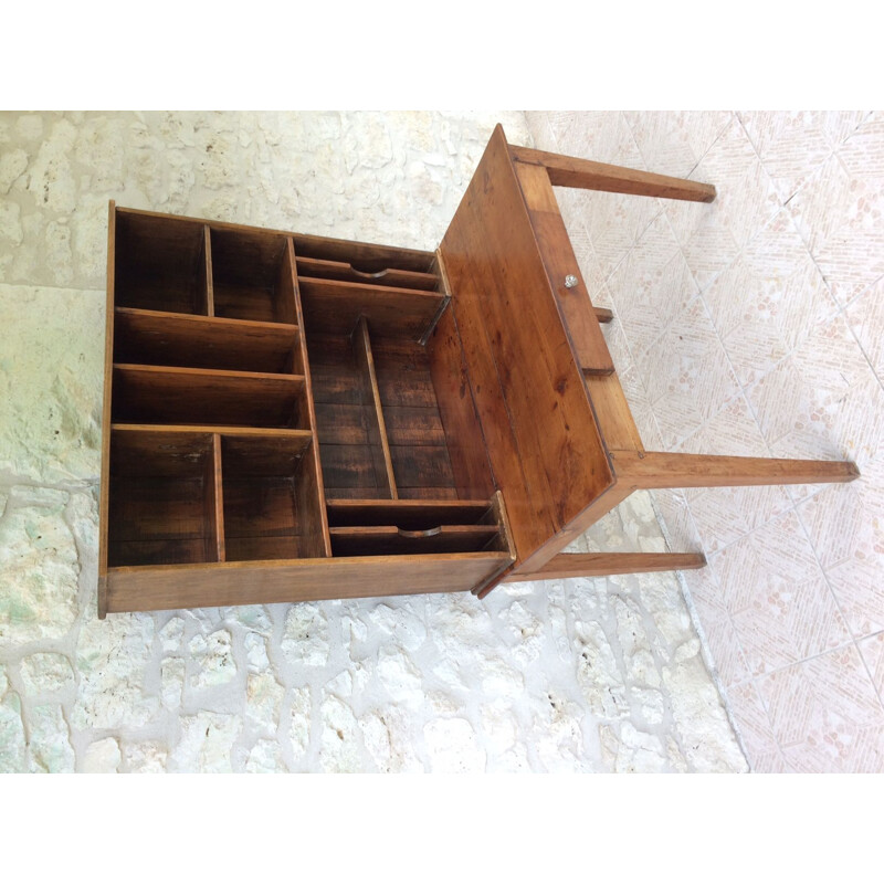 Vintage French writing desk in mahogany with shelving unit