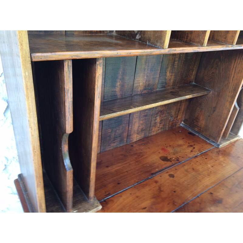 Vintage French writing desk in mahogany with shelving unit