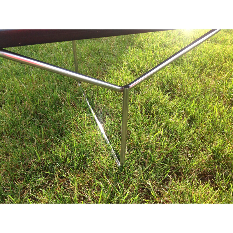 Bench 400 YC in chrome steel and wood, Harry BERTOIA - 1980s