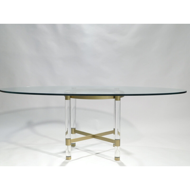 Table à repas vintage en plexiglas et laiton par Sandro Petti pour Metalarte