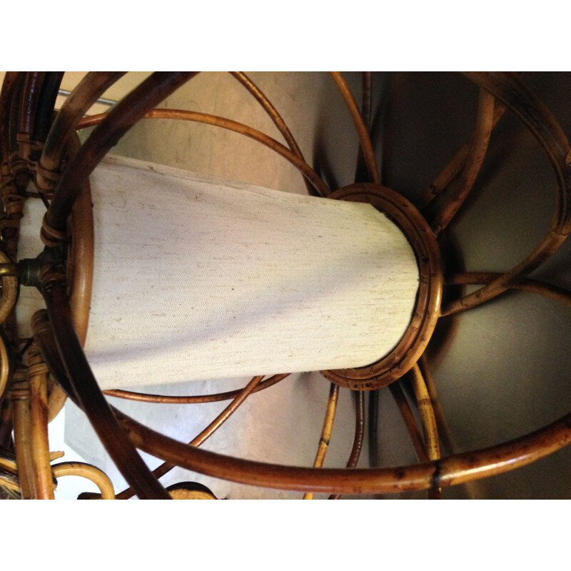 Vintage French pendant lamp in rattan