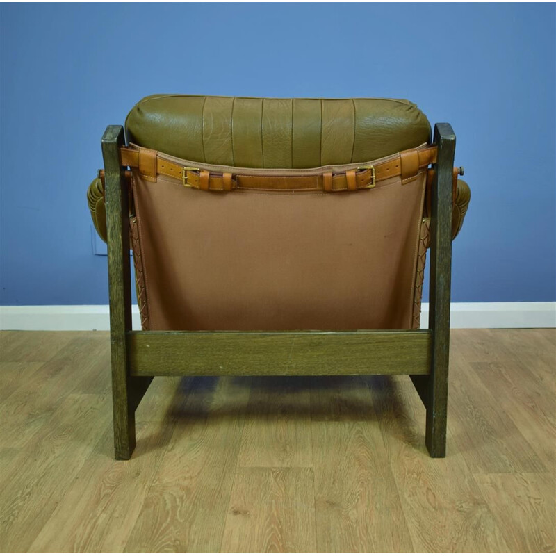 Vintage Danish armchair in brown leather
