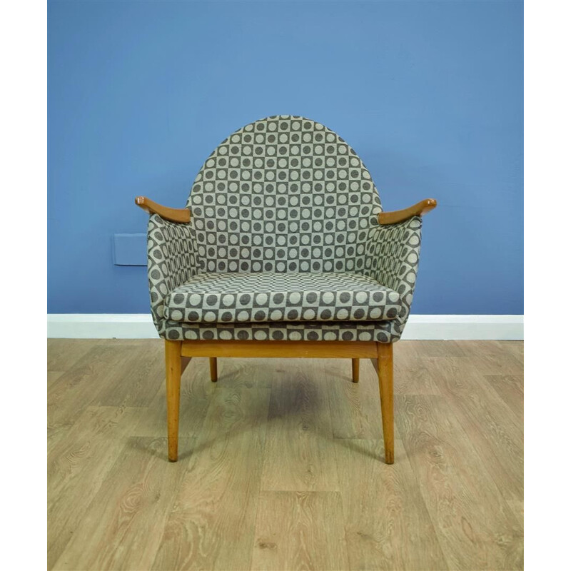 Vintage German armchair in cotton and beech