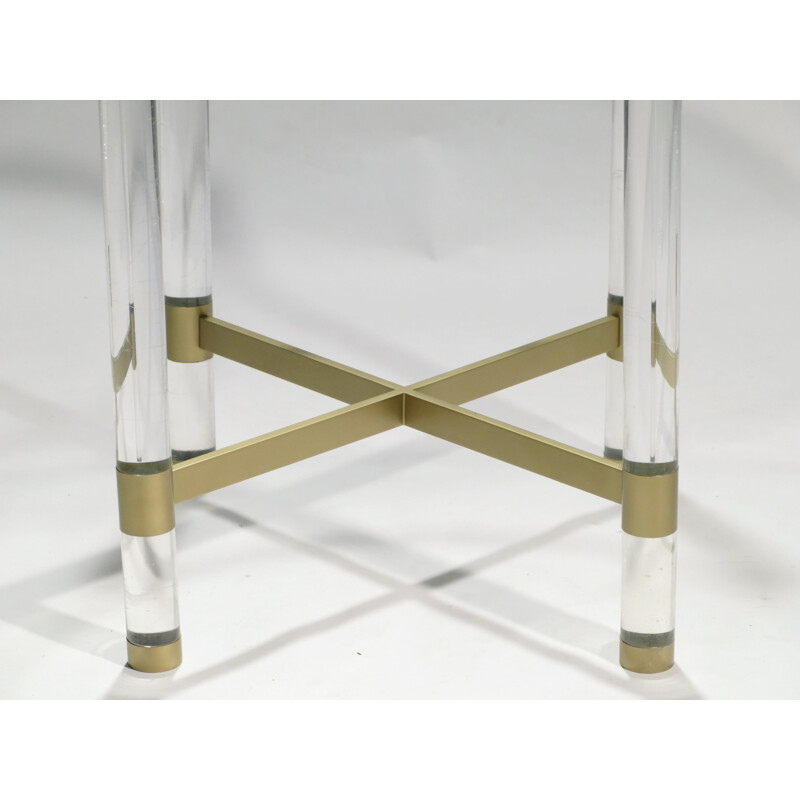 Vintage dining table in perspex and brass by Sandro Petti for Metalarte