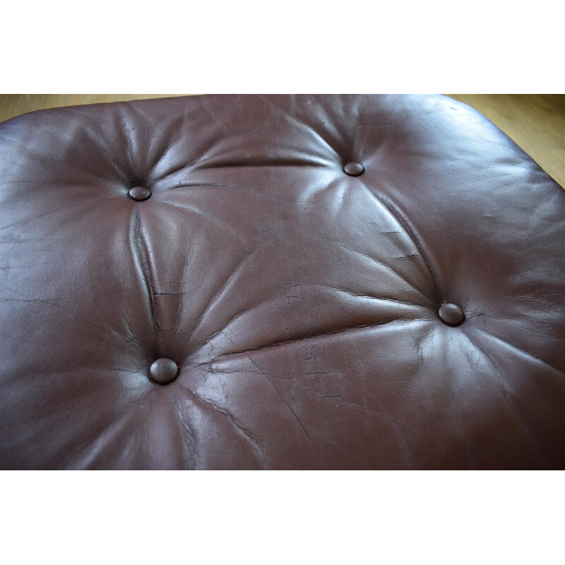 Vintage Danish swivel ottoman in leather by H.W Klein for Bramin